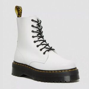 Dr. Martens Jadon White Leather Platform Boots Size 7 NWOB Lace Up Chunky Sole